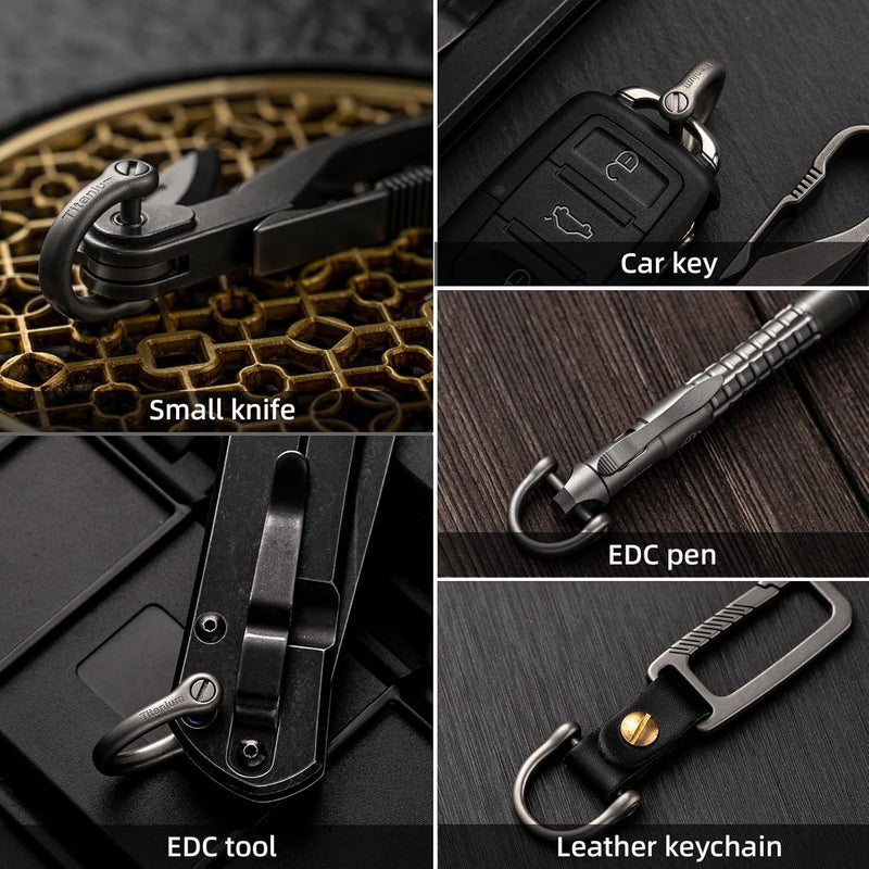 FEGVE Small Titanium Key Ring with Screw Shackle - Car Fob Keychain Heavy Duty Strong Mini Titanium D Rings (Grey 1 Pack-1/2 Inch/12mm) - Image 4