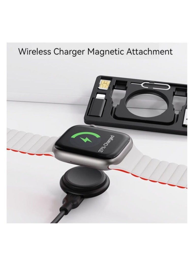 PZOZ AirTag Wallet Holder with Apple Watch Charger with USB C to Lightning Charging Cable SIM Adapter Storage Case, Charger Cord Type C USB A 3.1 OTG Converter Kit Card Gadgets