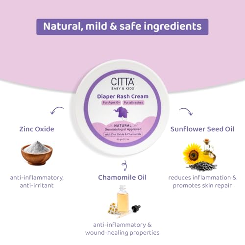 CITTA | Diaper Rash Cream | Treat & Heal Rashes and Inflammation| Diaper Rash Cream with Zinc Oxide & Chamomile| | 5X moisture-rich| | 50g | Baby products | Diaper cream for babies | - Image 3
