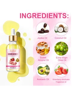 IKZEE 60ml Body Juice Oil Strawberry Hand Crafted Body Oil for Women Nourishing Hydrating & Moisturizing for All Skin Types with Natural Oils 100% Pure Natural Essence Body Juice Oil  - Image 3