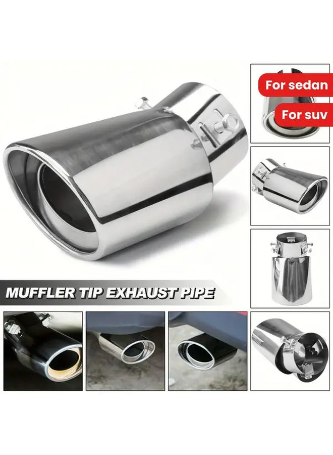 Universal Car Exhaust Tailpipe Set SR with Box Noise Reduction Chrome - Image 1