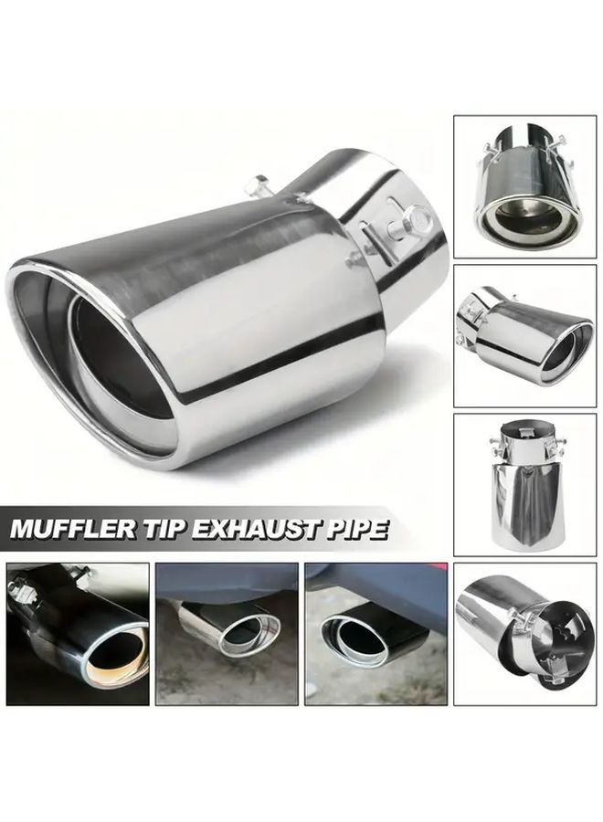 Universal Car Exhaust Tailpipe Set SR with Box Noise Reduction Chrome - Image 2