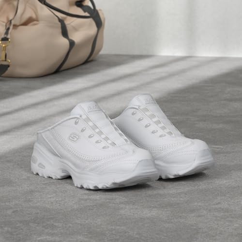 SKECHERS أحذية سكيشرز النسائية برايت سكاي كلوغز ومولز، أبيض/فضي، 8.5 أمريكي - Image 2