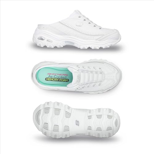 SKECHERS أحذية سكيشرز النسائية برايت سكاي كلوغز ومولز، أبيض/فضي، 8.5 أمريكي - Image 3