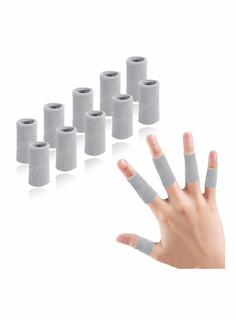 KASTWAVE Finger Sleeves KASTWAVE 10PCS Thumb Splint Brace for Triggger Finger Support Breathable Elastic Finger Tape Compression Pression Protector for Reliving Pain Compression Aid for Sports Gray  - Image 1
