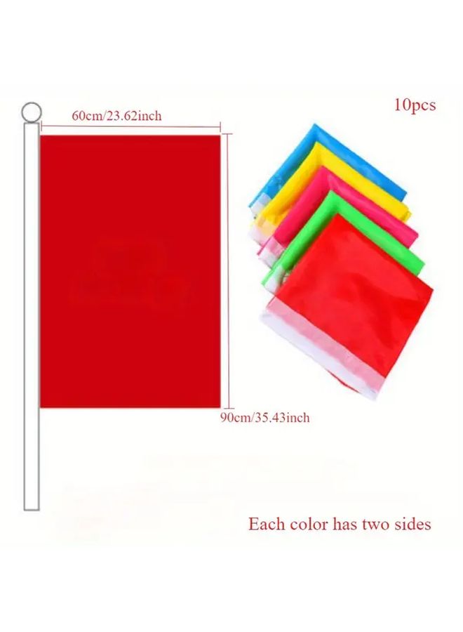 Mixed Color Bunting Flags 10pcs Double Sided for Outdoor Garden Camping Construction Site - Image 4