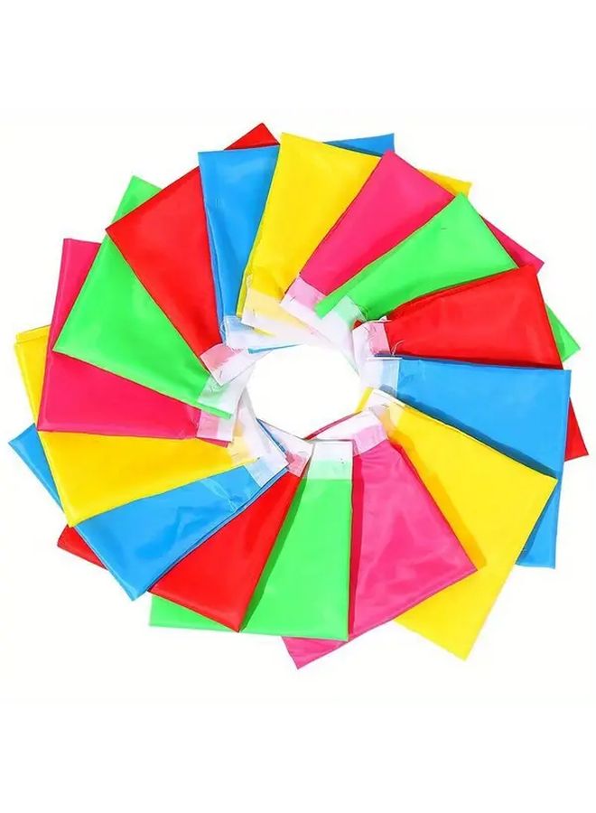 Mixed Color Bunting Flags 10pcs Double Sided for Outdoor Garden Camping Construction Site - Image 1