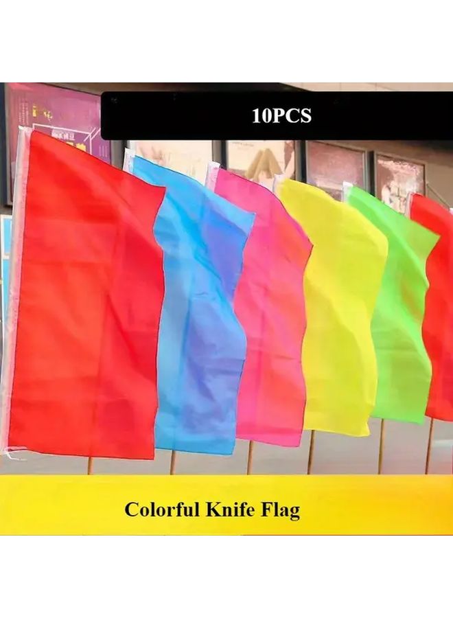 Mixed Color Bunting Flags 10pcs Double Sided for Outdoor Garden Camping Construction Site - Image 2