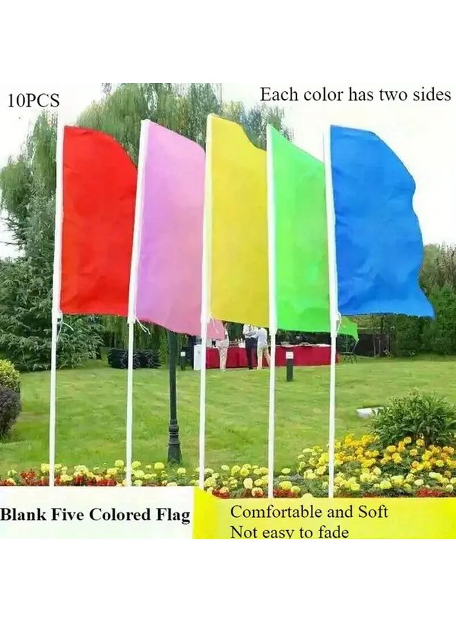 Mixed Color Bunting Flags 10pcs Double Sided for Outdoor Garden Camping Construction Site - Image 3