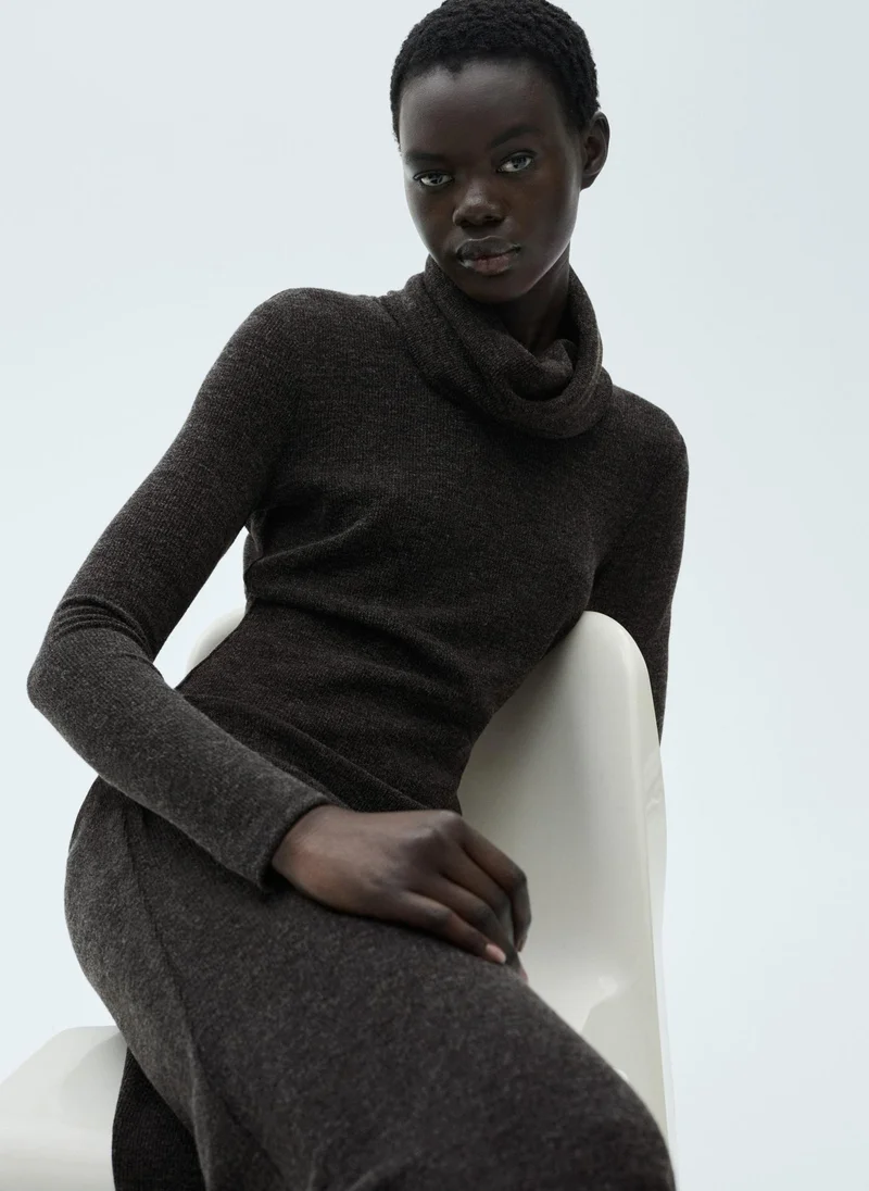 MANGO Knitted Turtleneck Dress