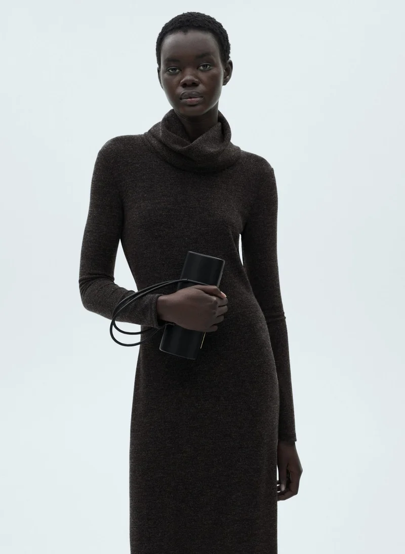 MANGO Knitted Turtleneck Dress