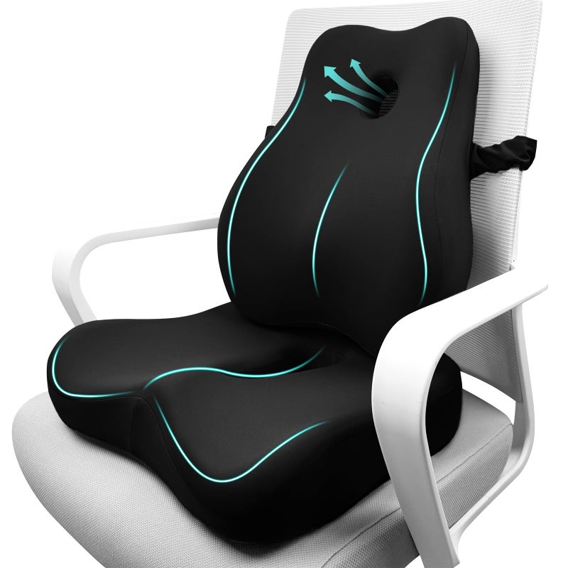 JIPORIER Lumbar Support Pillow & Seat Cushion Set - Image 1