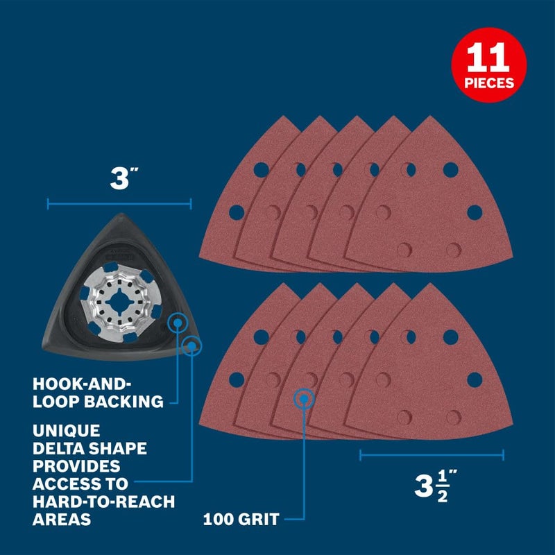 Bosch OSL350SPDK 11 pc. StarlockÂ® Oscillating Multi-Tool Delta Sanding Pad Kit - Image 2