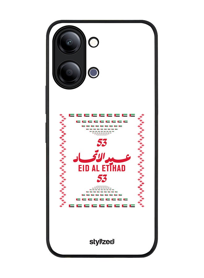Stylizedd For vivo Y05 4G / Y6t 5G Case,Slim fit Camera Protection, Shockproof Thin Phone cover  - Eid Al Etihad 53 National Day Poster Design White - Image 1
