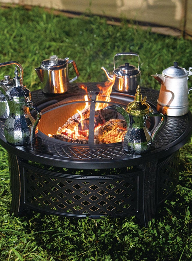 السنيدي موقد فحم، موقد دائري محمول، أسود، بقطر 81 سم وارتفاع 45 سم - Image 2