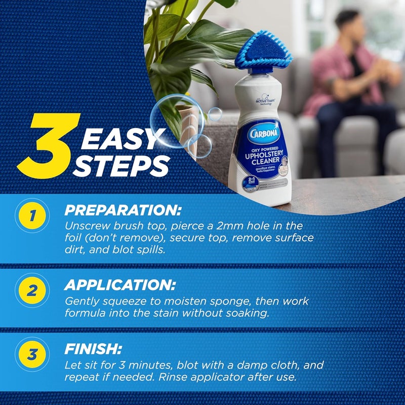 Shock rubber edge Carbona Upholstery Cleaner with Built-In Brush | Oxy-Powered Formula with Active Foam Technology for Stains & Odor Removal | 2-in-1 Applicator for Couches, Car Seats, Mattresses, and More | 13.5 Fl Oz All climate suitability - Image 3