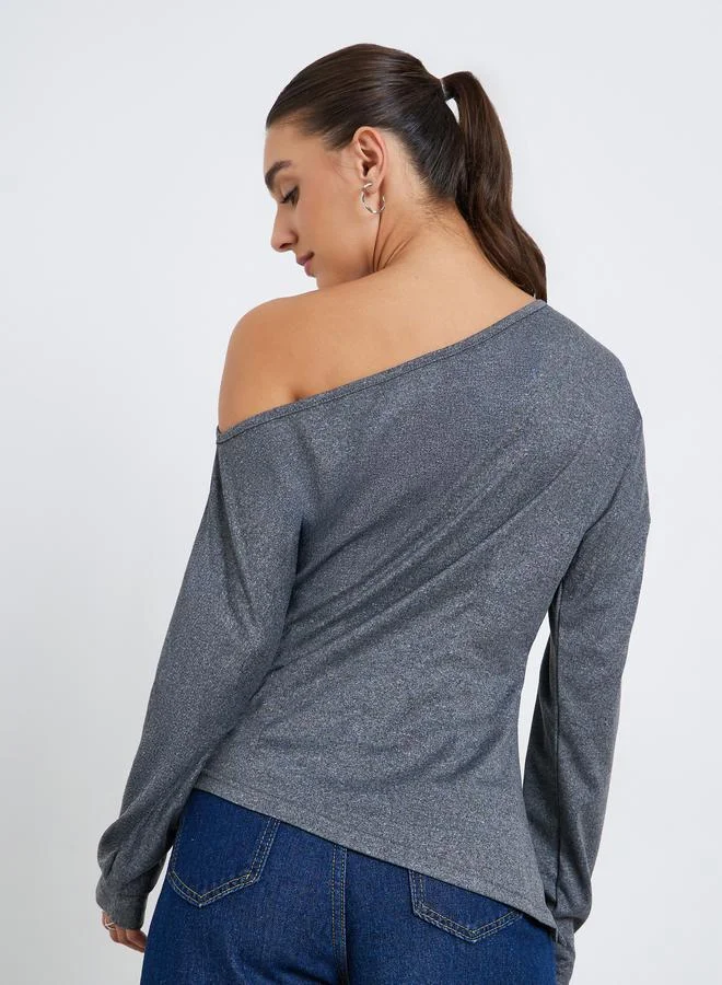 Styli Women Asymmetric Neck Printed T-Shirt