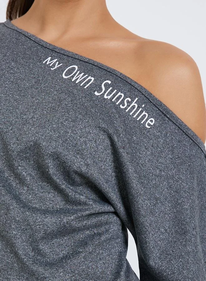 Styli Women Asymmetric Neck Printed T-Shirt