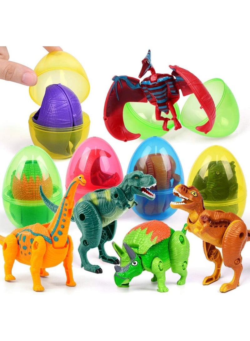 Tonies OCATO Easter Eggs Filled with Dinosaur Toys Jumbo Deformation Dinosaur Eggs Easters Egg Fillers Plastic Surprise Egg Easters Basket Stuffers Easter Party Favors for Kids Boys Girls Toddlers 6 Pack - Image 1
