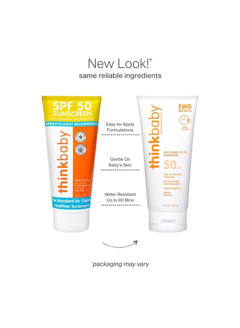 Thinkbaby SPF 50+ Baby Sunscreen, 6 Oz. - Safe, Natural Mineral Sun Cream for Babies - Water Resistant - Broad Spectrum UVA/UVB Sun Protection - Vegan Sunscreen for Kids - Image 3
