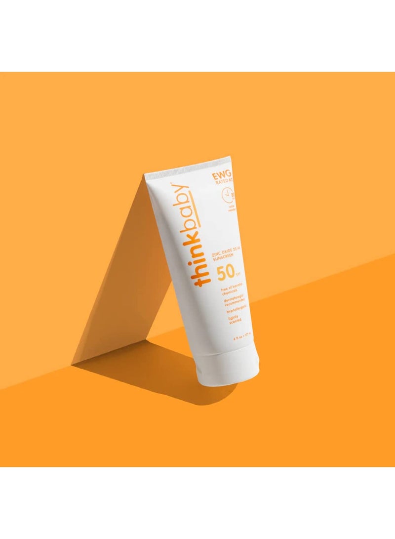 Thinkbaby SPF 50+ Baby Sunscreen, 6 Oz. - Safe, Natural Mineral Sun Cream for Babies - Water Resistant - Broad Spectrum UVA/UVB Sun Protection - Vegan Sunscreen for Kids - Image 4