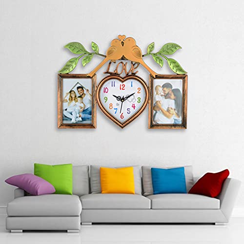 Harbour Analog Latest Stylish New Models Wall Clock with Photo Frames for Home Living Room Hall Bedroom (Size Height 29 cm X Width 49 cm)- Home Decor Big Size Wall Clock MZ 77A 15, Copper, King - Image 3
