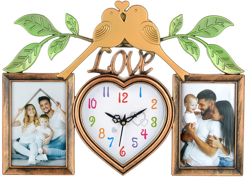 Harbour Analog Latest Stylish New Models Wall Clock with Photo Frames for Home Living Room Hall Bedroom (Size Height 29 cm X Width 49 cm)- Home Decor Big Size Wall Clock MZ 77A 15, Copper, King - Image 4