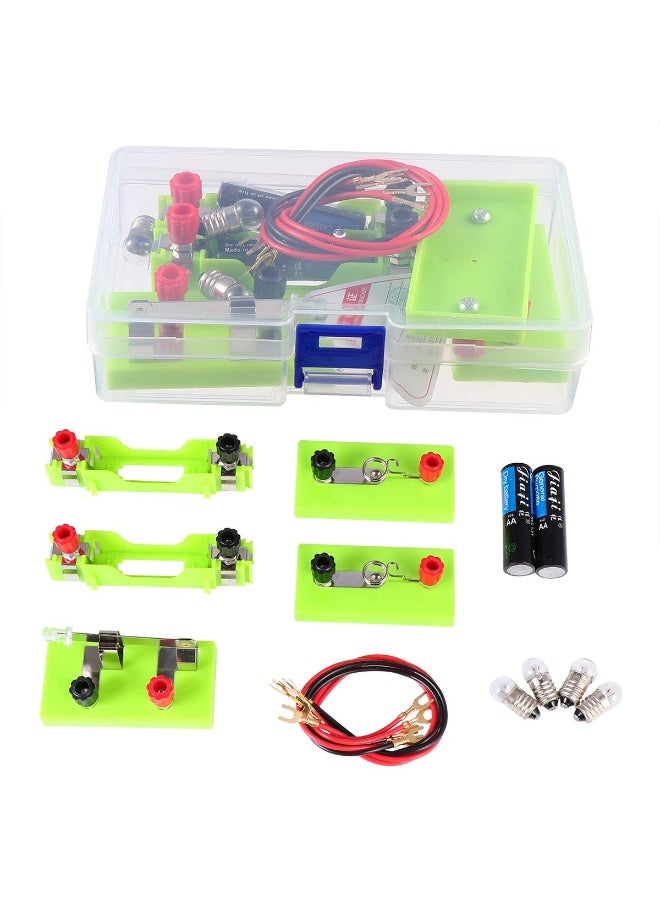 Circuit learning kit toy, a beginner's physics circuit experiment kit, suitable for junior and senior high school students to build series and parallel circuit projects, includes 2 extra AA batteries. - Image 1