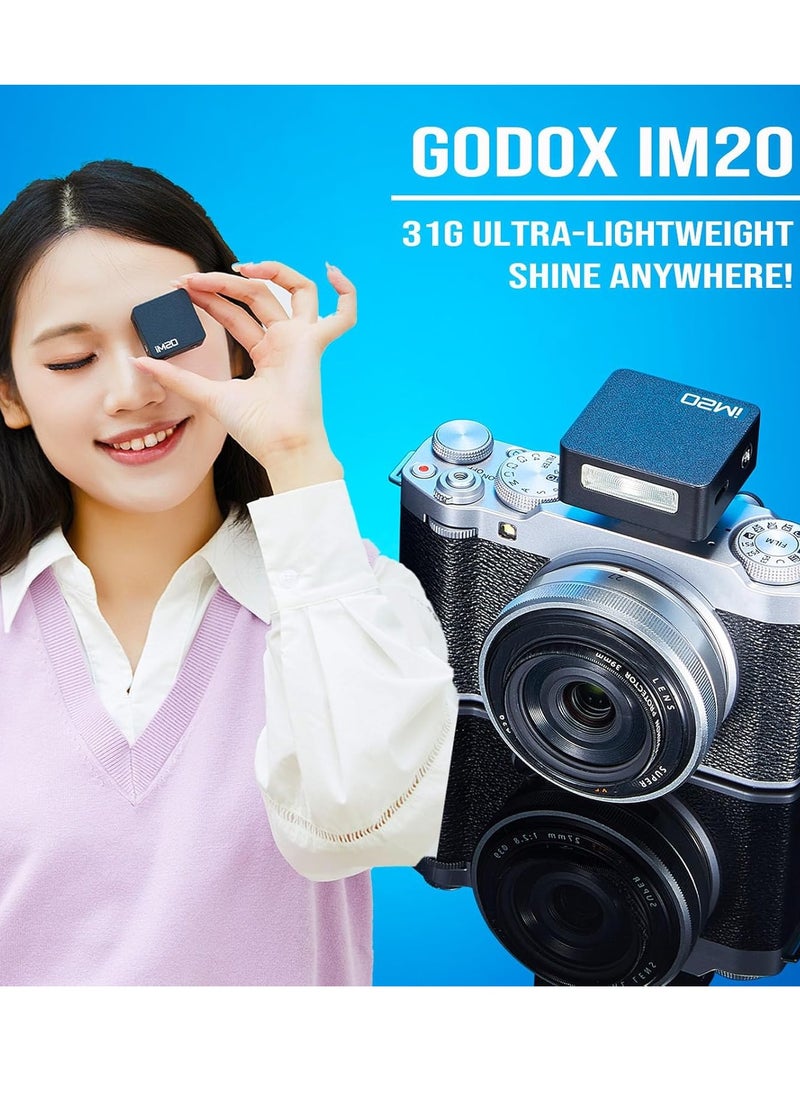 Godox - iM20 Mini Flash for Camera with 470mAh Batter 440 Full-Power Flash 5 Levels Mini Flash Speedlite for Sony zve10 Sony zv1 Ricoh gr3 Canon Nikon Fuji Olympus Camera (iM20) - Image 1