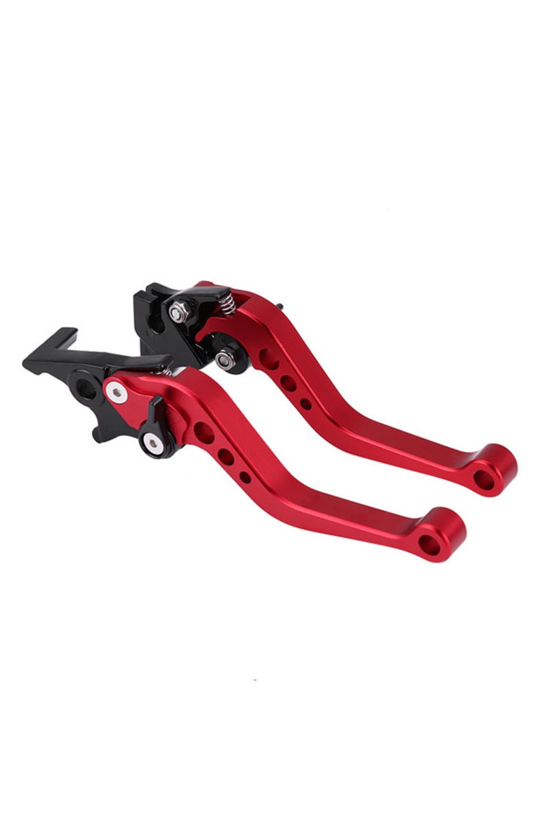 مقابض فرامل دراجة نارية عالمية حمراء، ملحقات دراجات نارية، بوق معدل، ذراع يدوي قابل للتعديل