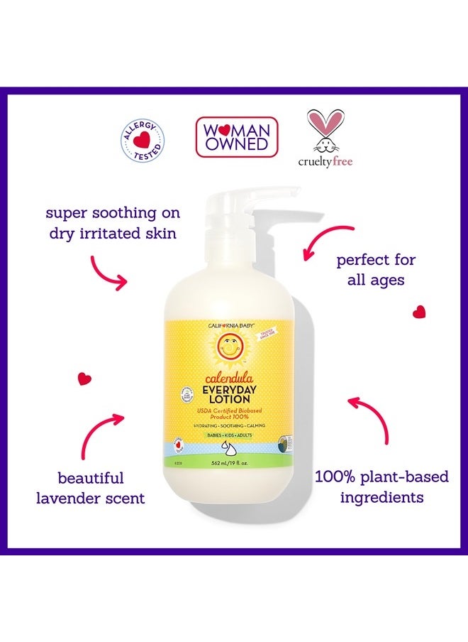 California Baby - Calendula Lotion | 100% Plant-Based | Very Soothing Baby Lotion for Sensitive Skin | Lavender Kids Lotion | Allergy Friendly | Organic Calendula + Aloe Vera | 562 mL / 19 fl. oz. - Image 1