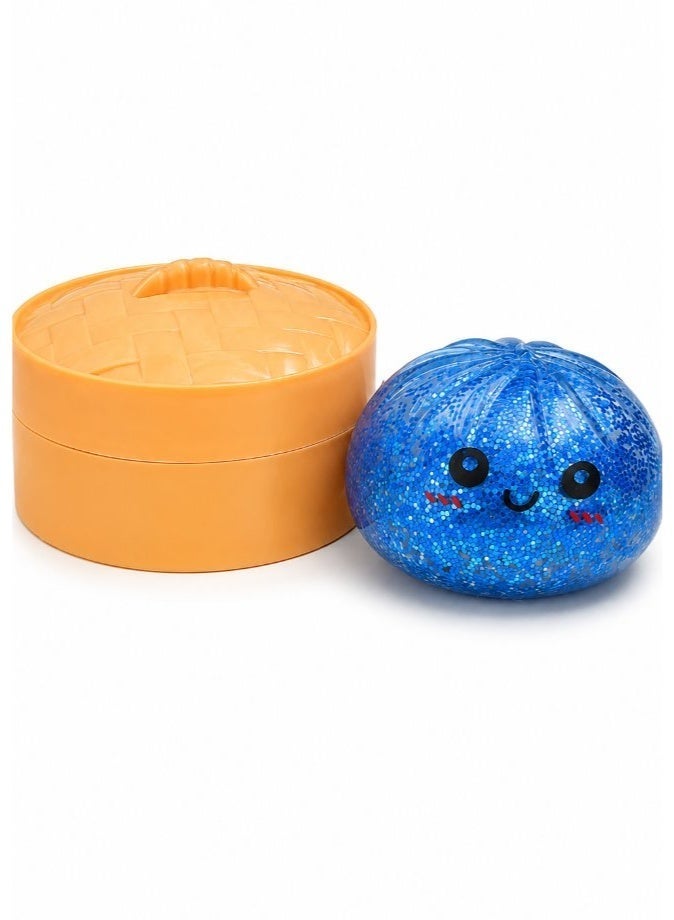 DAT Glitter Dumpling Squeeze Stress Ball with Bamboo Steamer Box – Squishy Sensory Fidget Toy for Kids & Adults - Image 2