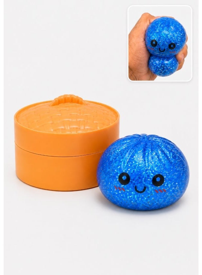 DAT Glitter Dumpling Squeeze Stress Ball with Bamboo Steamer Box – Squishy Sensory Fidget Toy for Kids & Adults - Image 1