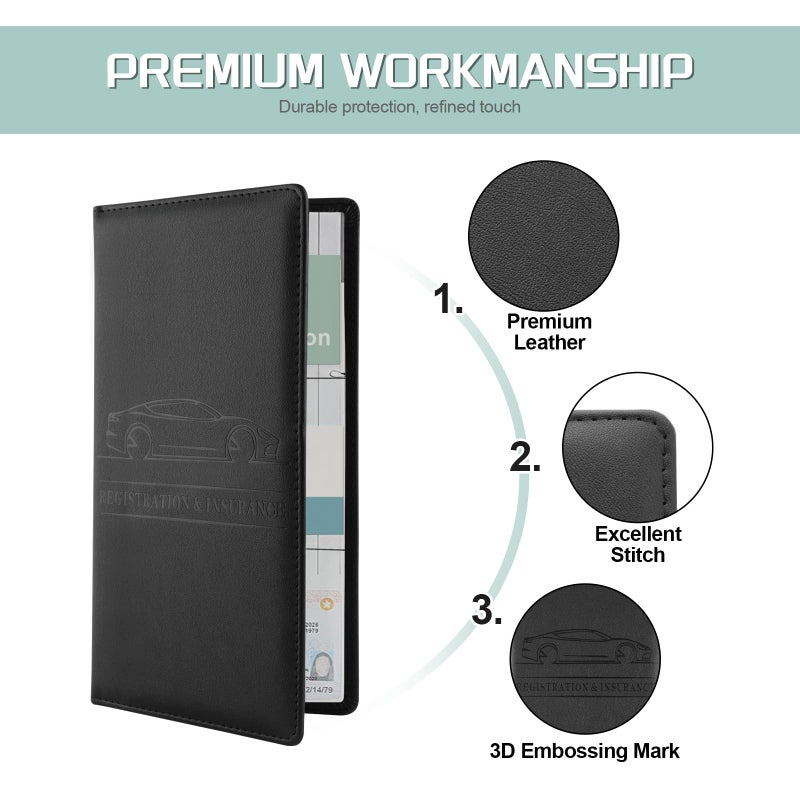 JUSTTOP 1Pack Car Registration and Insurance Holder,Car Document Holder for Cards License with Magnetic Shut,Vehicle Glove Box Car Organizer for Documents, Cards, License(Black) - Image 4