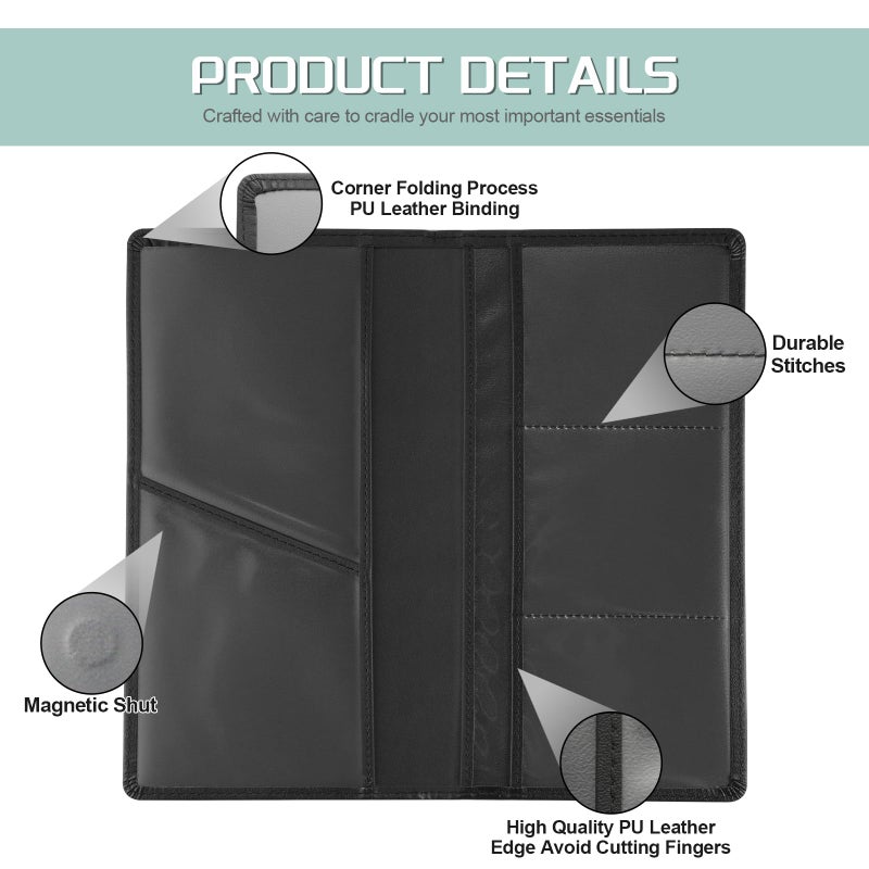 JUSTTOP 1Pack Car Registration and Insurance Holder,Car Document Holder for Cards License with Magnetic Shut,Vehicle Glove Box Car Organizer for Documents, Cards, License(Black) - Image 3