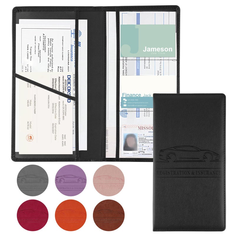 JUSTTOP 1Pack Car Registration and Insurance Holder,Car Document Holder for Cards License with Magnetic Shut,Vehicle Glove Box Car Organizer for Documents, Cards, License(Black) - Image 1