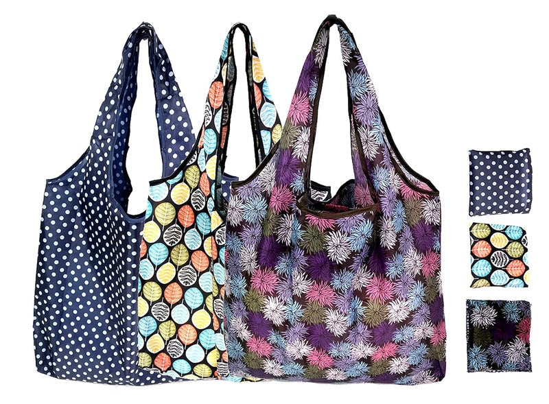 Elios Designer Pattern Reusable and Foldable Shopping Bag/Tote Hand Bag/Travel Bag/Grocery Bag | Heavy Duty, Eco Friendly | Compact, Lightweight and Convenient - Image 1
