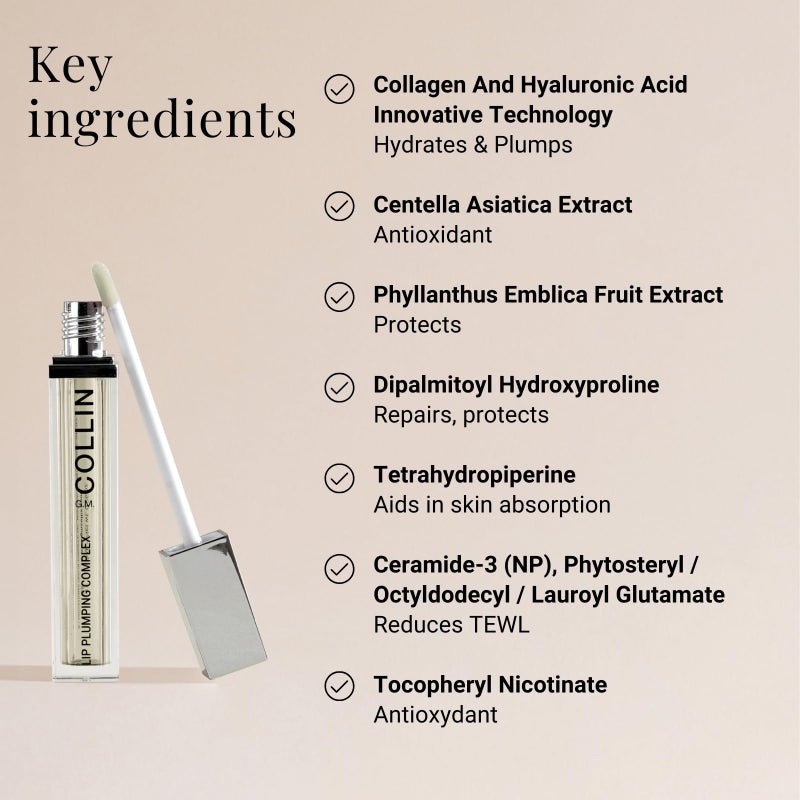 G.M. COLLIN Lip Plumping Complex (Clear) | Hydrating Lip Gloss Formulated With Collagen & Hyaluronic Acid for Visibly Plumped Lips - Image 3