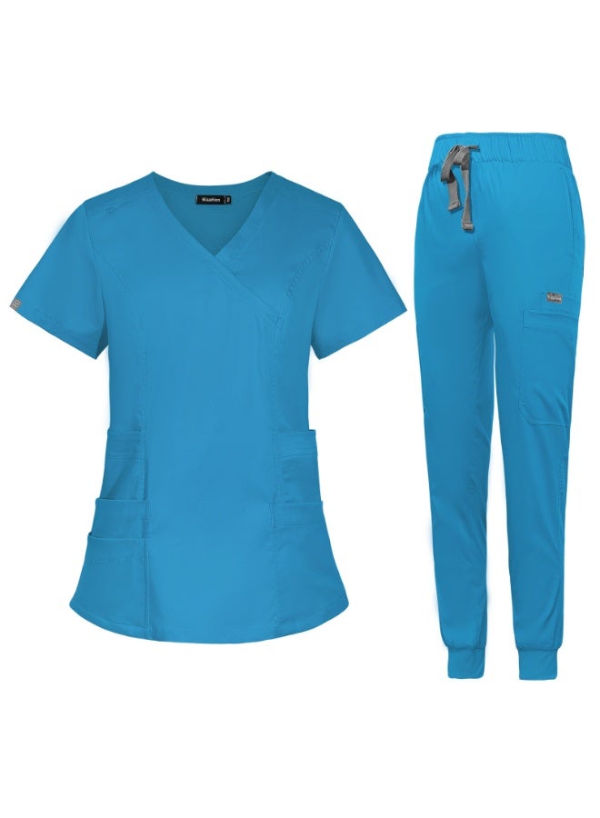 NIBEMINENT Medical Uniforms Surgical Uniforms Women Doctor Nurse Uniforms Straight Pant Scrubs Set Workwear Nursing Accessories - Image 1