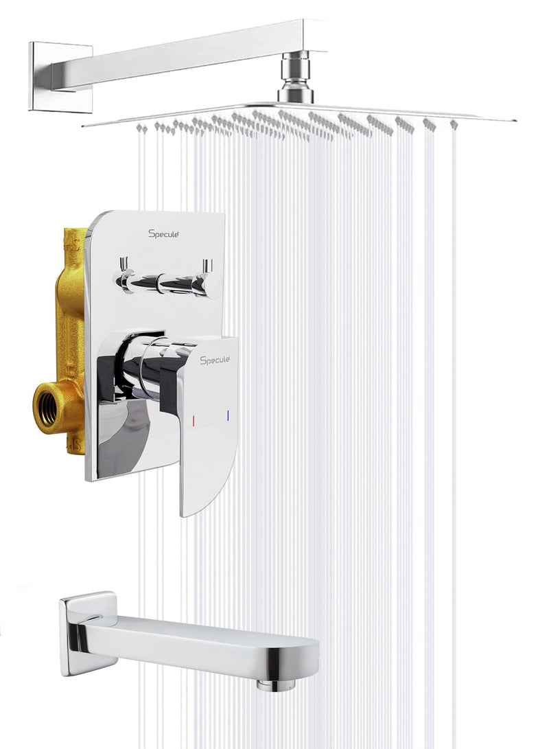 Specule Alive, Brass Concealed Body High Flow | Diverter Full Set For Bathroom | With 8x8 Wall Mount Overhead Showers | Bath Tub Spout | Bathroom Shower Set | Bathroom Mixer - Image 1