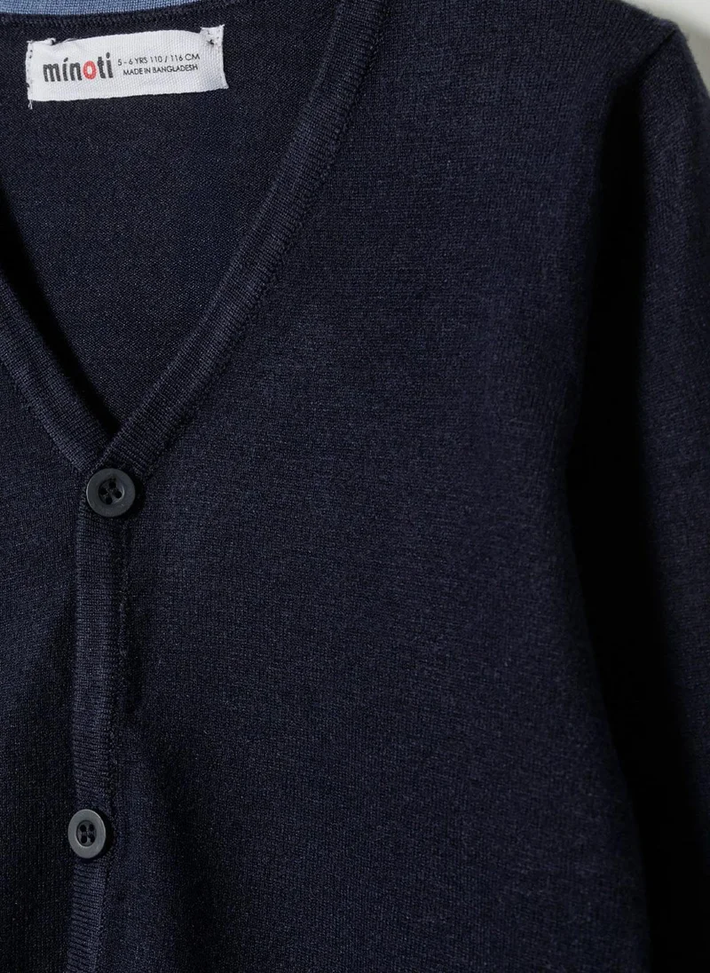 MINOTI Kids Boys Fine Knit Cardigan With Buttons And Classic V Neckline