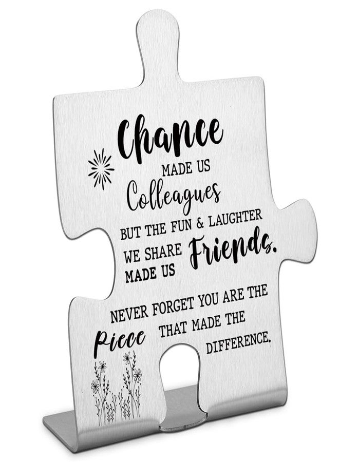 FOKCBOCM Colleague to Friend Gifts for Women Chance Made us Colleagues Keepsake Coworker Leaving Goodbye Gifts Going Away New Job Retirement Gifts for Colleague Friends Boss Home Office Desk Sign Keepsake - Image 1