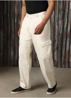 HIGH STAR Men's Ecru Loose Fit Jeans - Comfortable and Casual Denim  - Image 2