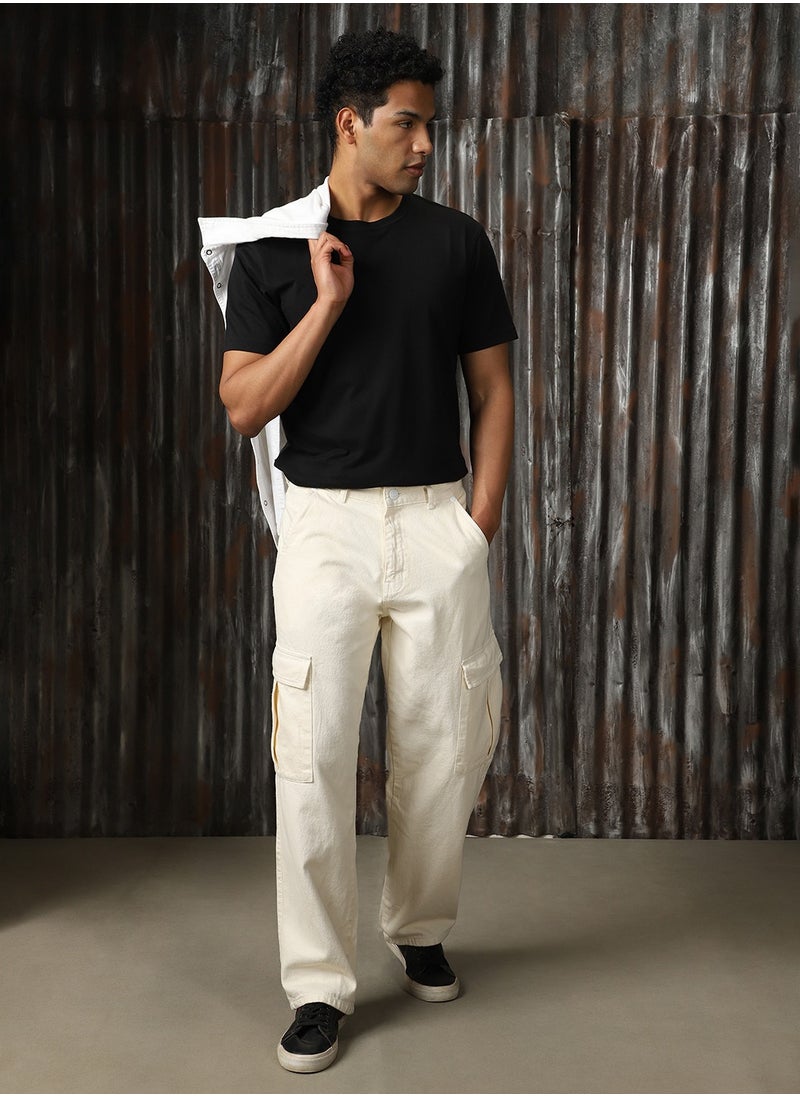 HIGH STAR - Men's Ecru Loose Fit Jeans - Comfortable and Casual Denim - Image 1