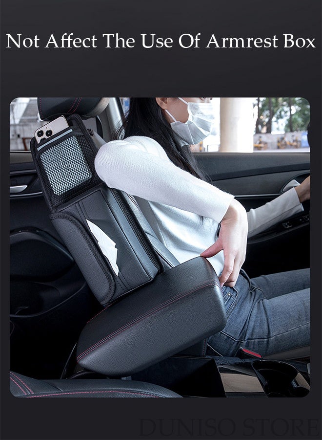 DUNISO Car Seat Side Organizer Large Capacity Multifunctional Mesh Pocket Car Storage Hanging Bag Hanging Tissue Holder Box Dispenser Bag Storage Pocket for SUV Truck Front Seat Accessories Side Seat Storage Bag for Cars, Trucks, Mini Vans and SUV  - Image 5