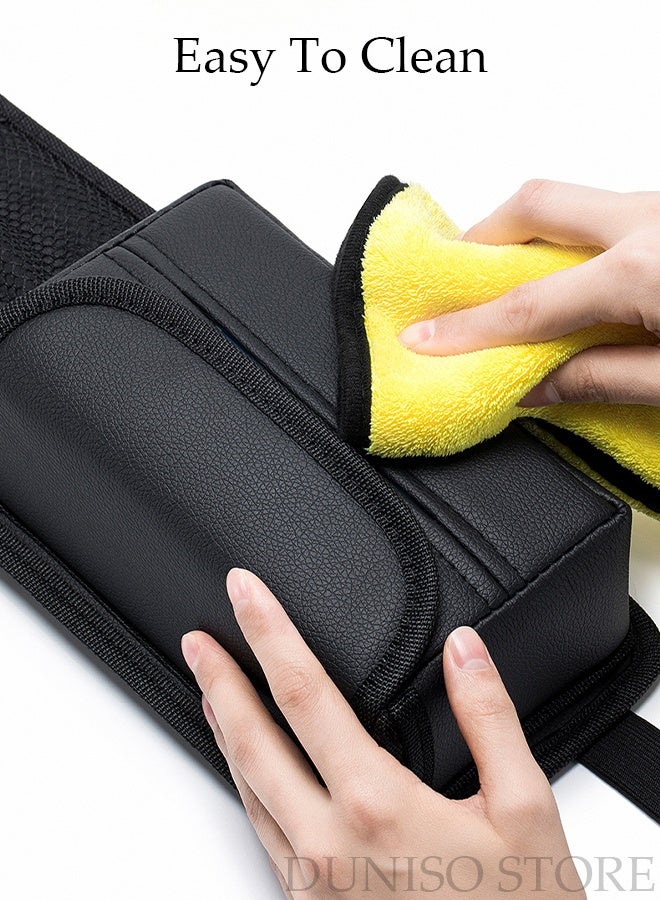 DUNISO Car Seat Side Organizer Large Capacity Multifunctional Mesh Pocket Car Storage Hanging Bag Hanging Tissue Holder Box Dispenser Bag Storage Pocket for SUV Truck Front Seat Accessories Side Seat Storage Bag for Cars, Trucks, Mini Vans and SUV  - Image 4