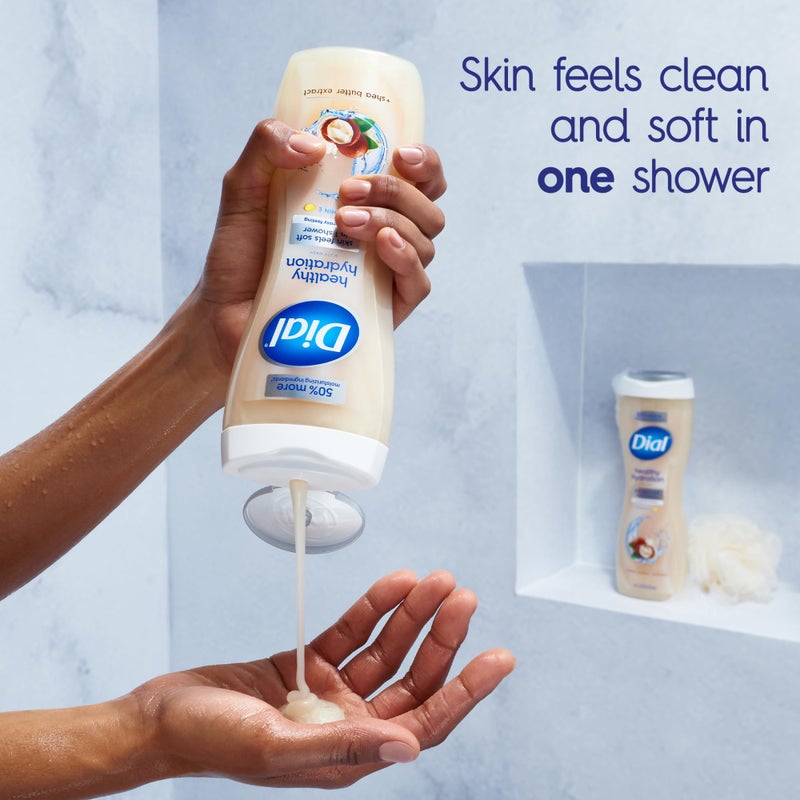 Dial Body Wash, Healthy Hydration, Shea Butter Extract + Vitamin E, 16 fl oz (Pack of 4), Gentle, Leaves Skin Feeling Soft In 1 Shower, Dermatologist-Tested, No Parabens & Silicones - Image 2