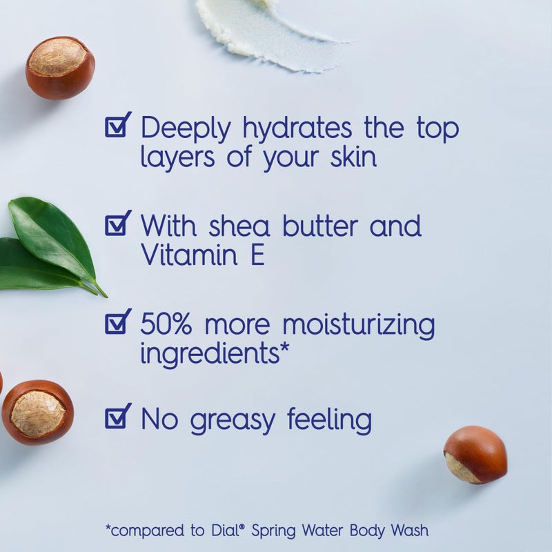 Dial Body Wash, Healthy Hydration, Shea Butter Extract + Vitamin E, 16 fl oz (Pack of 4), Gentle, Leaves Skin Feeling Soft In 1 Shower, Dermatologist-Tested, No Parabens & Silicones - Image 3