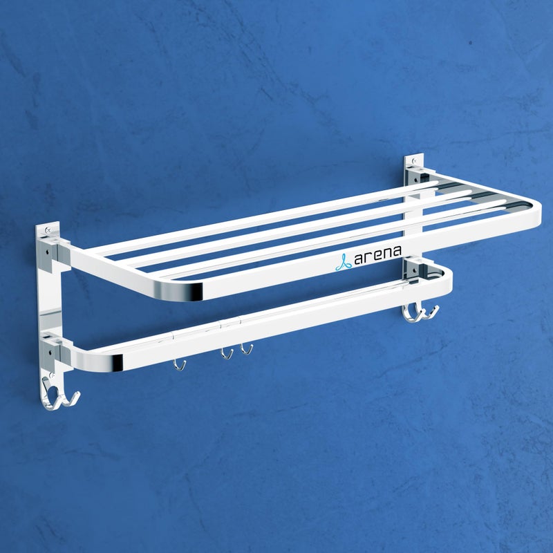 Arena Bathroom Towel Hanger for Wall Mounted Towel Rod for Bathroom Accessories Set for Home & Offices, Stainless Steel Clothes Holder Chrome Finish, Heavy Duty (Pack of 1 Towel Rack) - Image 1