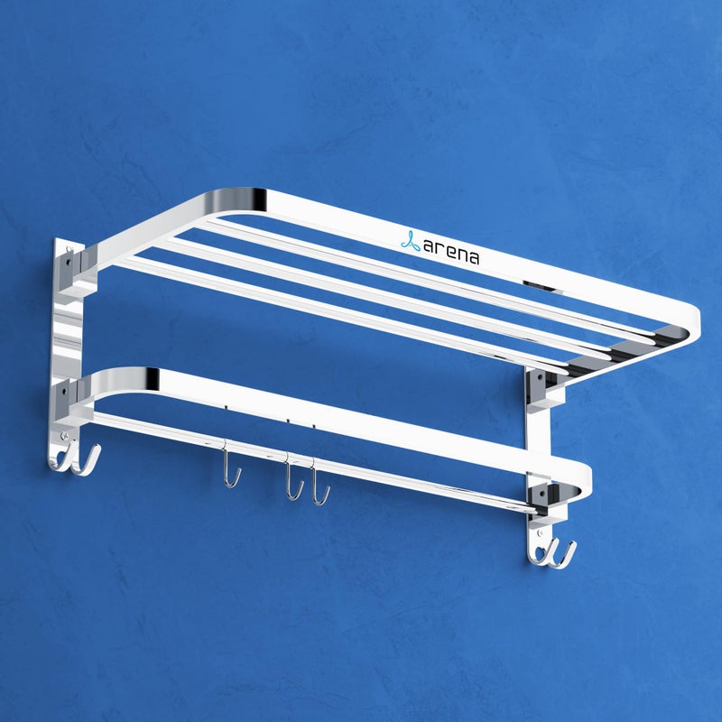 Arena Bathroom Towel Hanger for Wall Mounted Towel Rod for Bathroom Accessories Set for Home & Offices, Stainless Steel Clothes Holder Chrome Finish, Heavy Duty (Pack of 1 Towel Rack) - Image 5